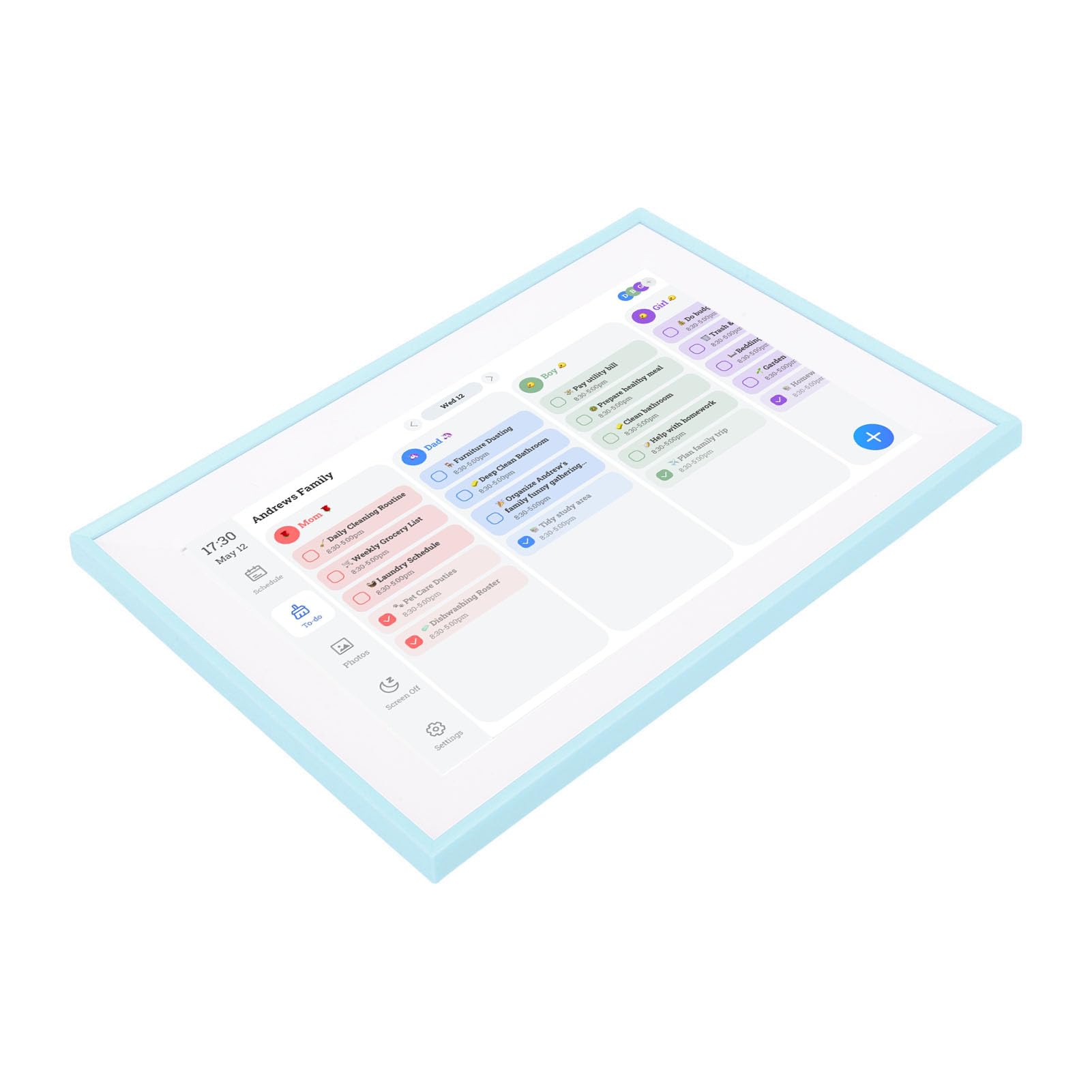 Fabater Calendario Digitale, Supporto per App Touchscreen HD da 10,1 Pollici Calendario Familiare, Pianificatore Digitale con Cornice per Foto Programmatore dei Pasti per l'organizzazione della Casa