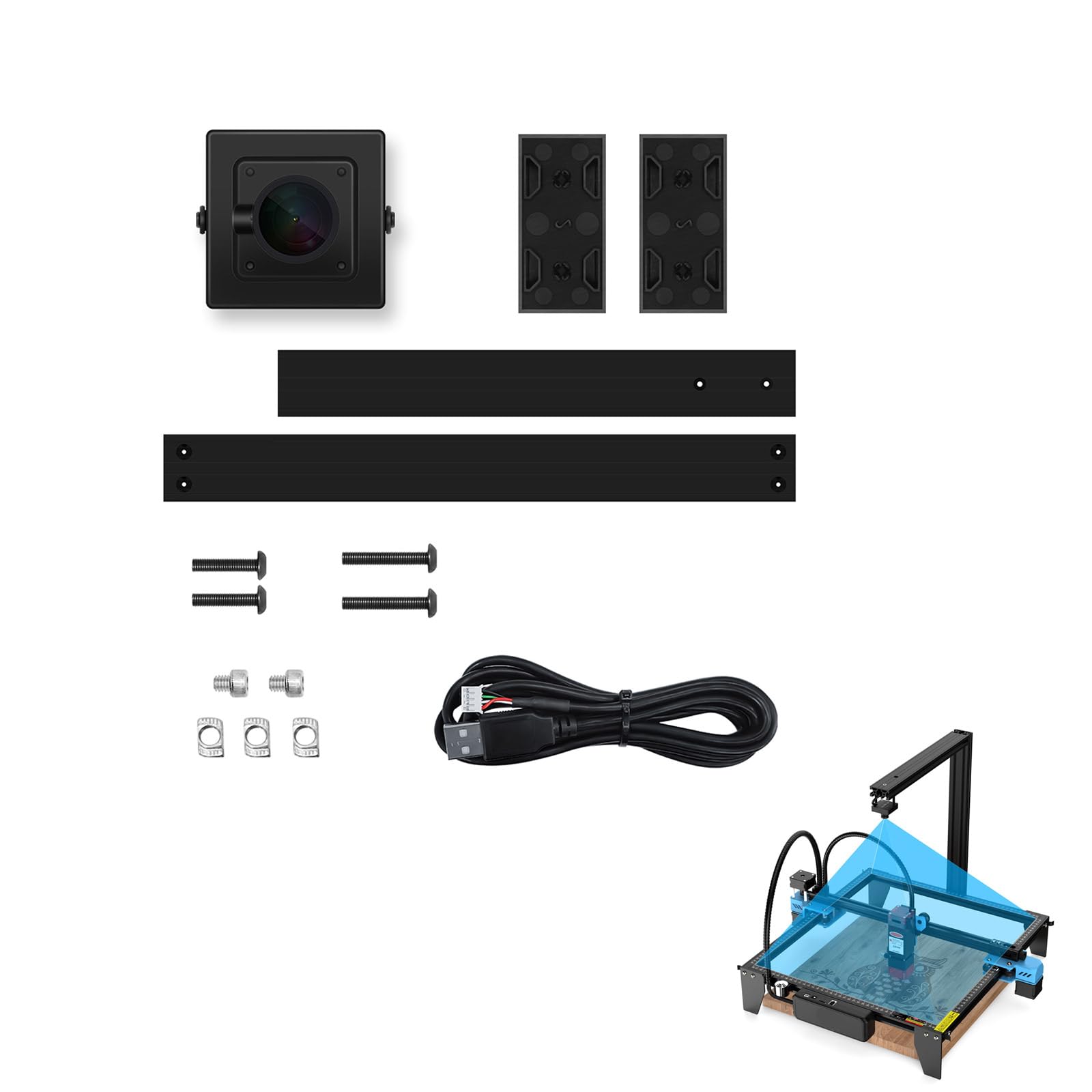 Juego de posicionamiento de cámara de 5 MP para máquina de grabado con software Lightburn, compatibilidad para impresión de grabado de alineación