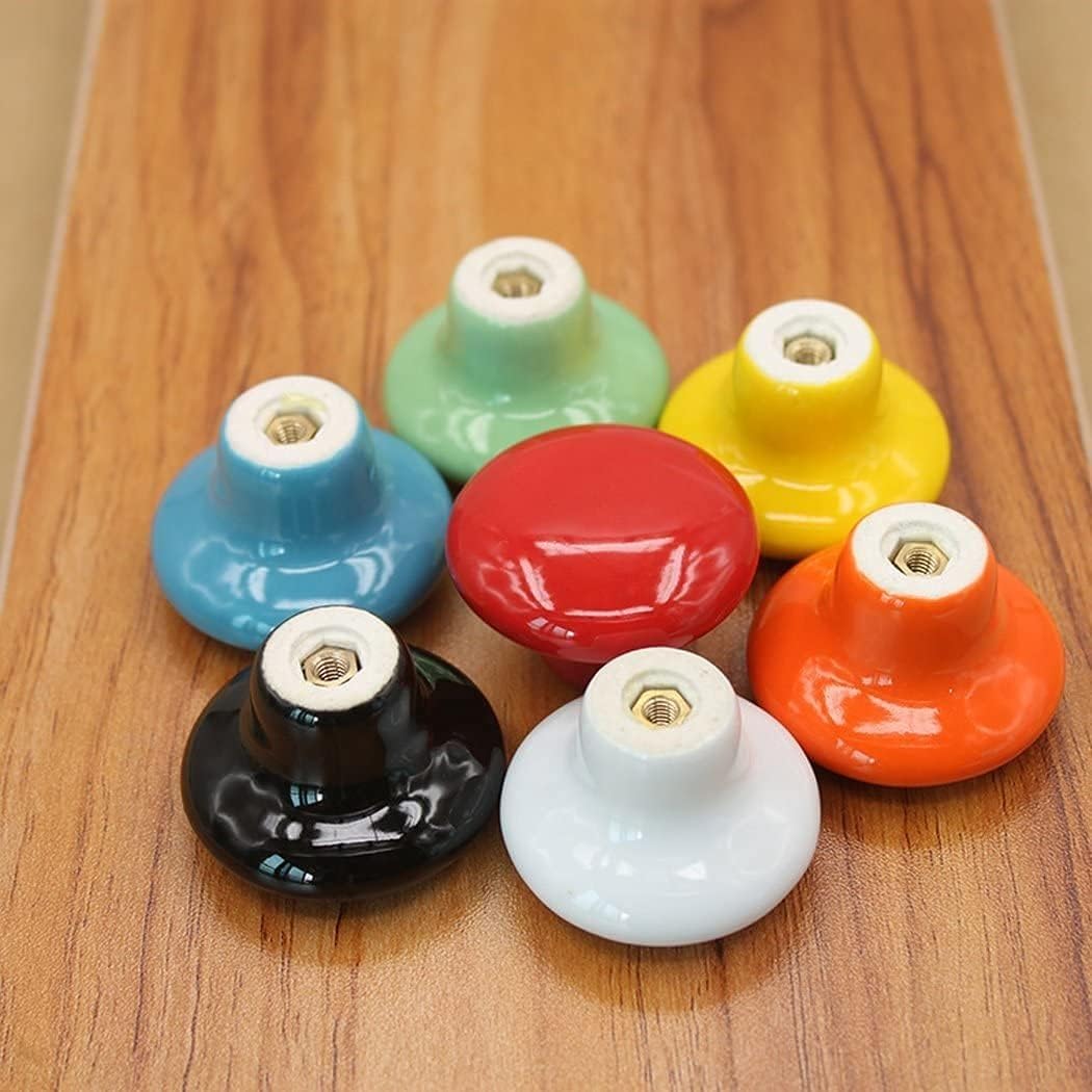 Maniglie per ante di armadi, 10 pomelli per cassetti rotondi in ceramica, maniglie per cassetti, pomelli rotondi per porta per camera dei bambini, camera da letto, armadio, armadio, guardaroba, rosso