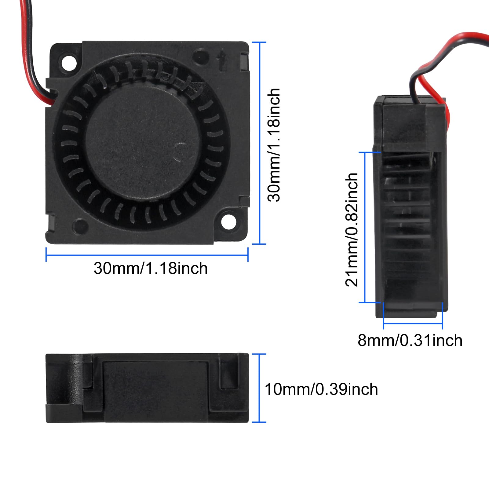 6 wentylatorów 3010 24 V 30 x 30 x 10 mm łożyska tulejowe bezszczotkowy wentylator chłodzący DC z 2-pinowym terminalem do części drukarki 3D