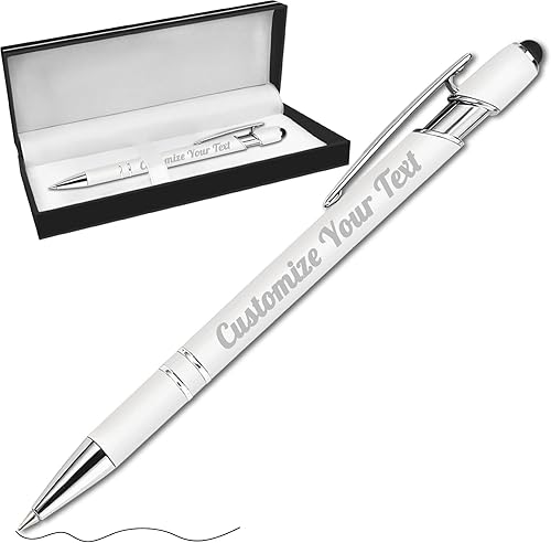 Miniatura 21 de Hasta 500 bolígrafos personalizados a granel con lápiz capacitivo grabado sin lápiz capacitivo, juego de bolígrafos con tu nombre y texto