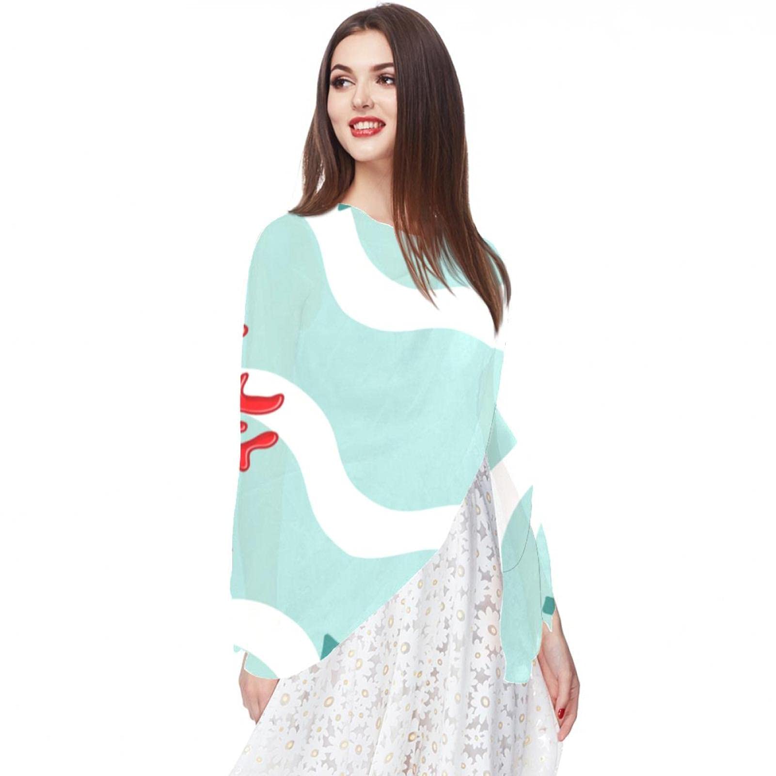 Women Lightweight Scarfs Fashion Head Scarf Day of the Dead Sugar Skull Print Scarves Girls Sunscreen Shawls for All Season