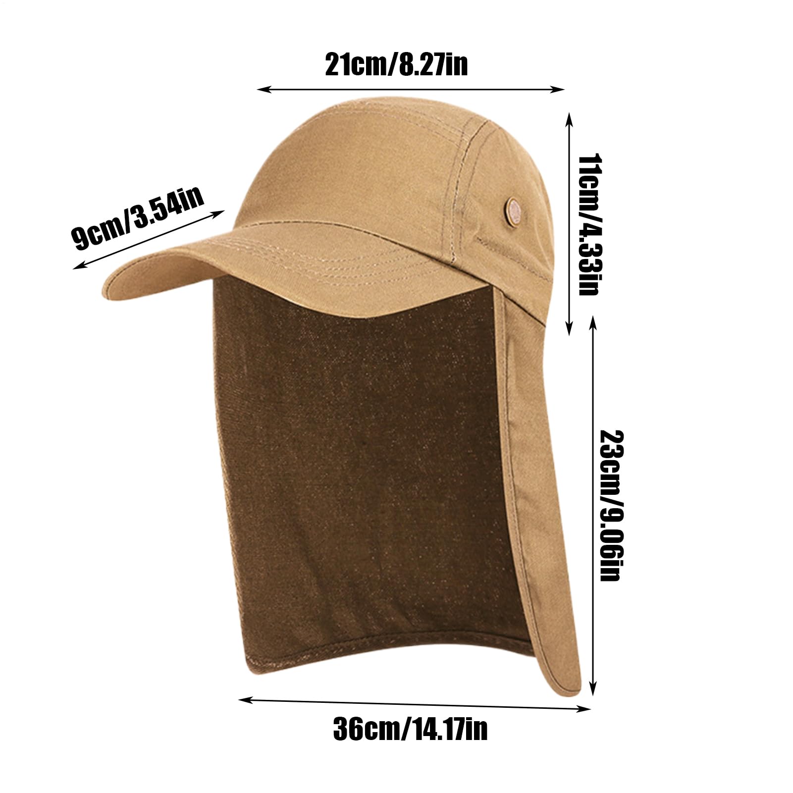 Sombrero de sol, gorra de malla, protección UV de 14.17 pulgadas con capa, diseño ligero de ajuste ajustable, gorras de cuello para pesca, viajes, golf, senderismo, ciclismo