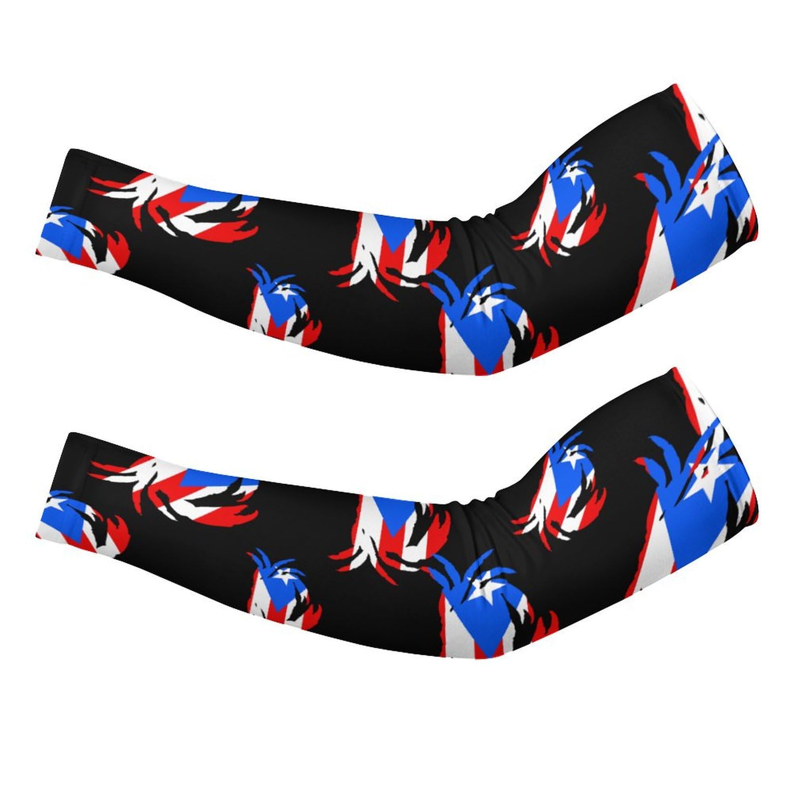 P.R. Crab Puerto.Rico Flag Ice Silk Arm Sleeves Cooling Sun Protection Arm Sleeve for Men Women XL