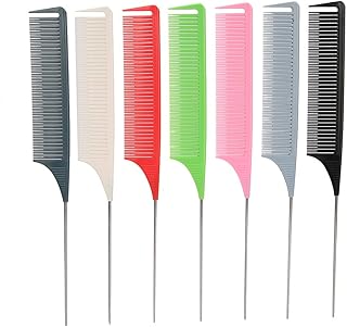 7 peças pente de cauda de rato, conjunto de pente para modelar, pente para cabeleireiro, dentes finos, tingimento de salão de beleza, pente de cabelo, design espalhado alto e baixo para salões profissionais ou uso doméstico
