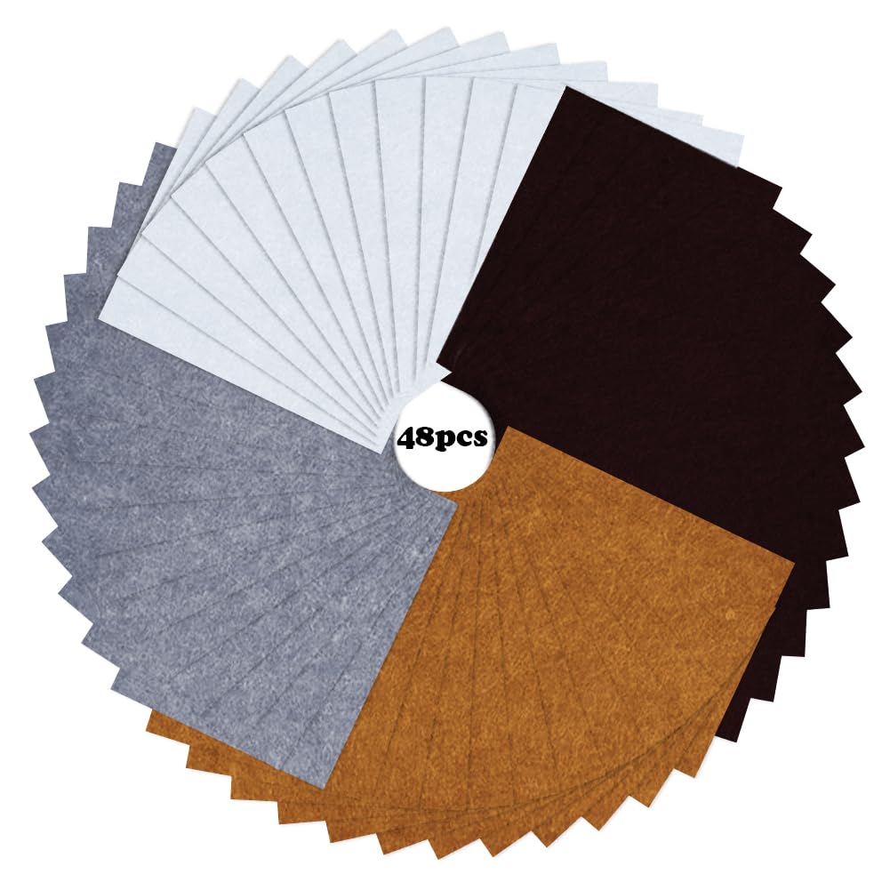 48 Pieces DIY Felt Sheets (4 Colours) - 30 x 20 x 1 mm - Perfect for Cutting, Sewing and Designing, for Nursery, Christmas Crafts & Decoration