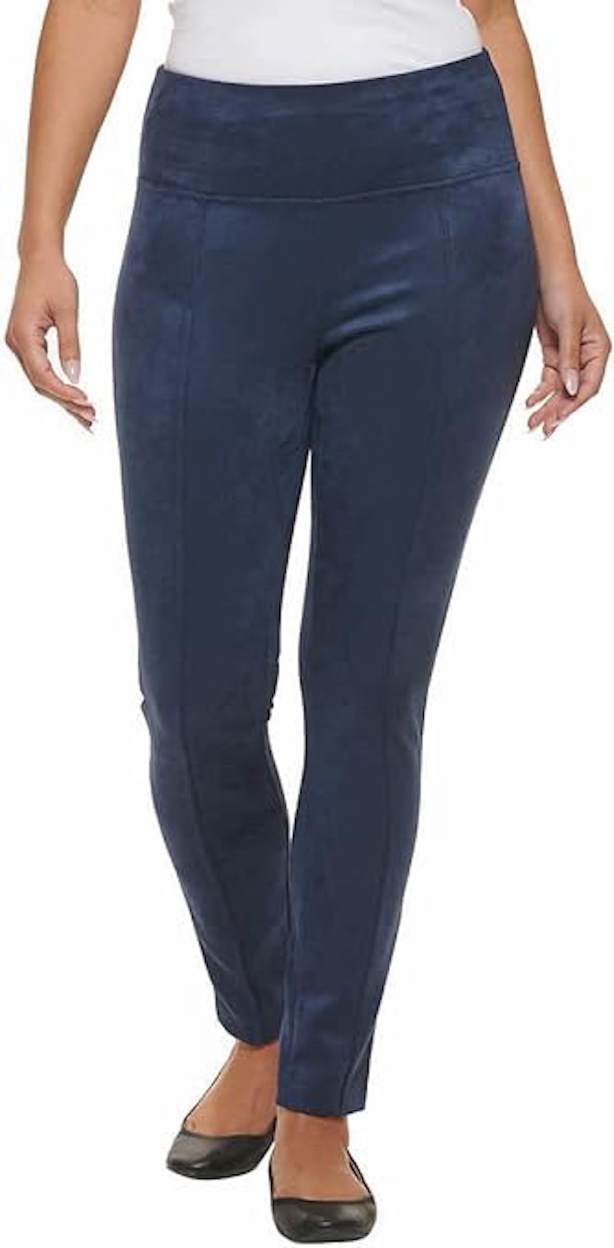 Andrew Marc Womens Lightweight Faux Suede Pull on Pant US Alpha X-Small Regular Regular Navy
