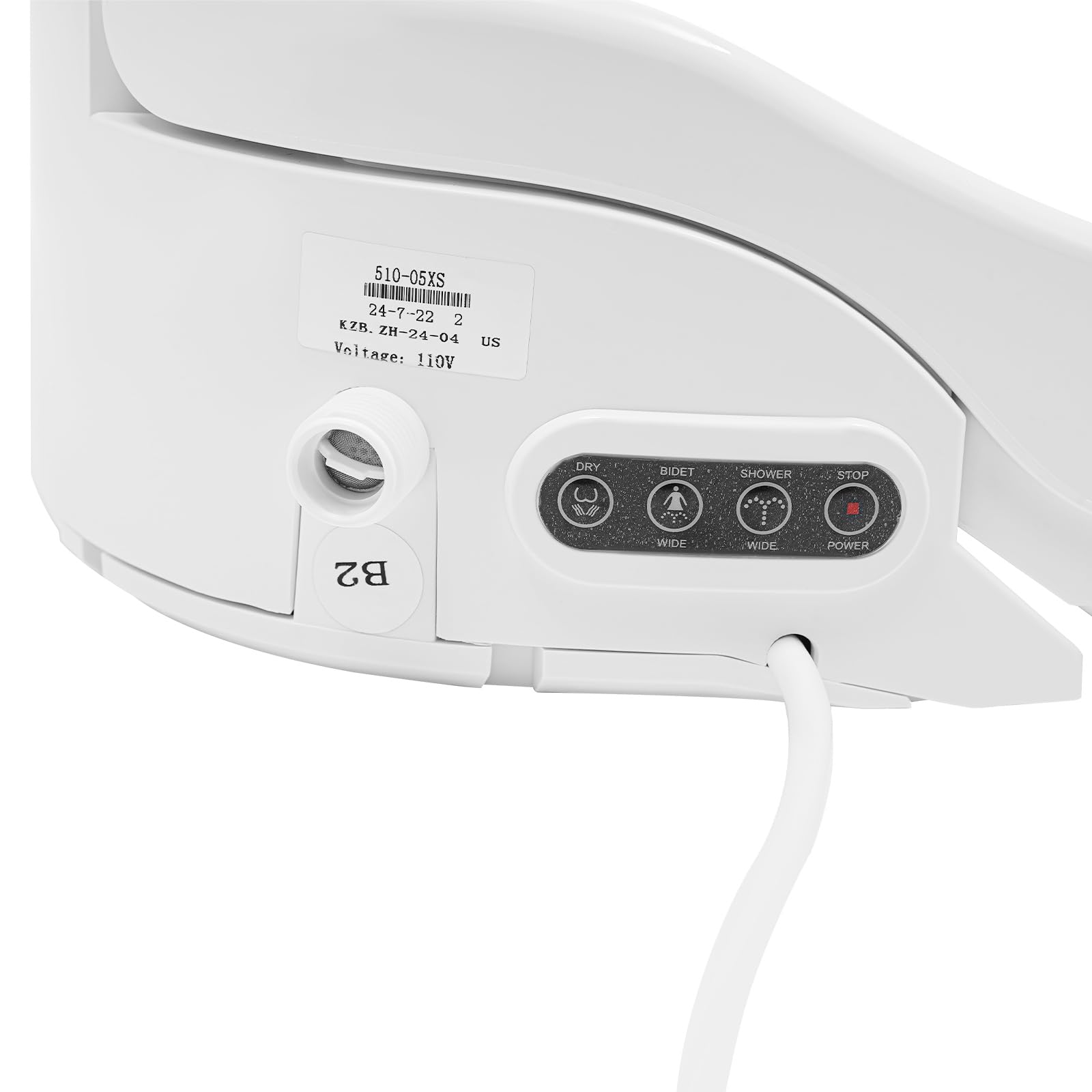 Bidet electrónico, asiento de inodoro inteligente inteligente, bidé de inodoro con control remoto y boquilla, múltiples modos de limpieza, agua ajustable y temperatura del asiento, secado de aire