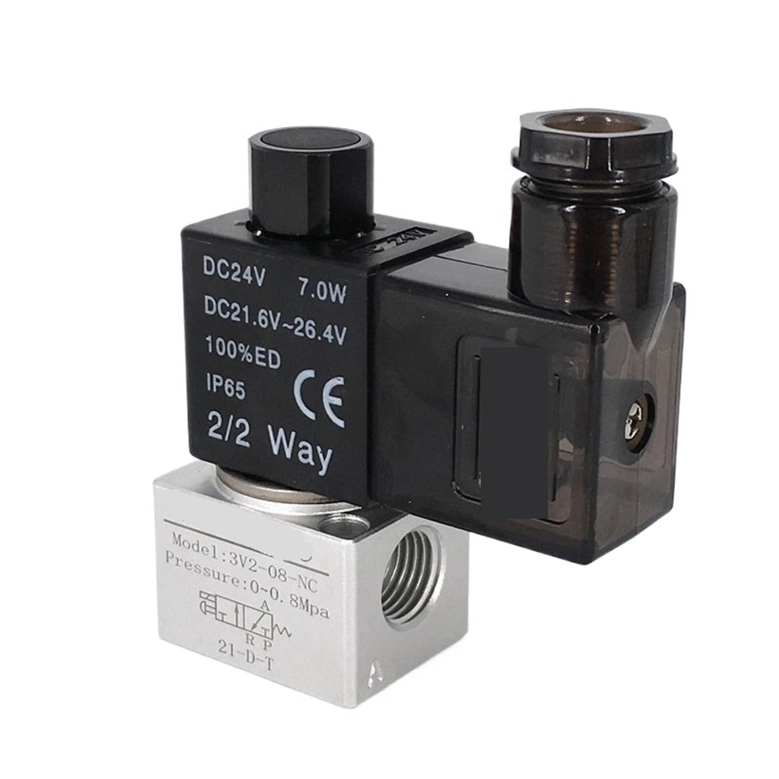 1pc Control Components 3/2 Pneumatic Solenoid Valve 3V2-06/08-NC/NO(3V2-08-NO,(B) DC24V)