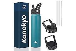 Reusable Thin Water Bottle with Straw - 24oz/3L and 3 Lids