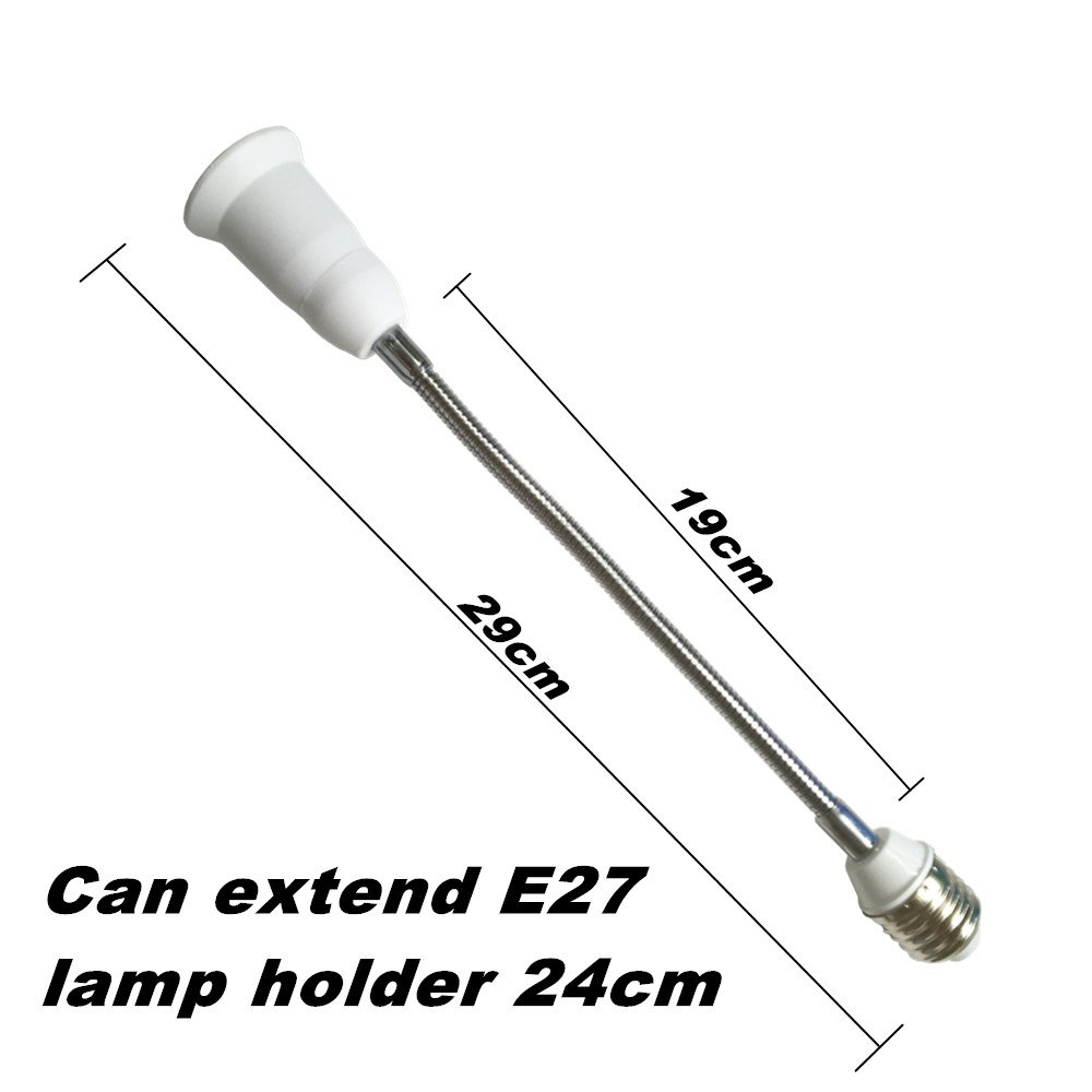 2pcs White 29cm Long Flexible Goose Neck Bulb Extender E27 to E27 LED Socket Extender E26 to E26 ( 11.4IN )