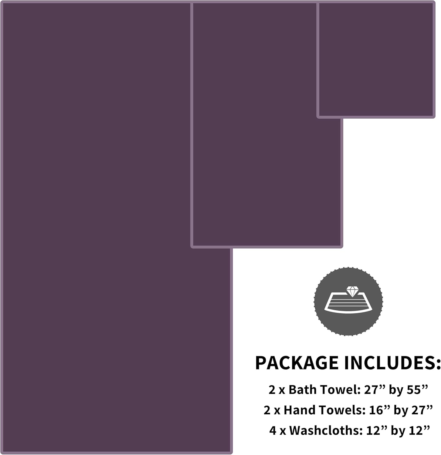 Cosy Family Microfiber 8-Piece Towel Set, 2 Bath Towels, 2 Hand Towels, and 4 Wash Cloths, Ultra Soft Highly Absorbent Towels for Bathroom, Gym, Hotel, Beach and Spa (Grape Purple)