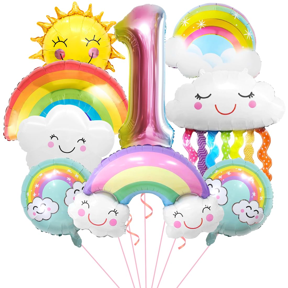 Festone Buon Compleanno Decorazioni Per La Festa Del 1 ° Compleanno A Tema  Di Topolino Con Fascia Per Orecchie, Banner Ventaglio Rainbow, image size:1100x1100