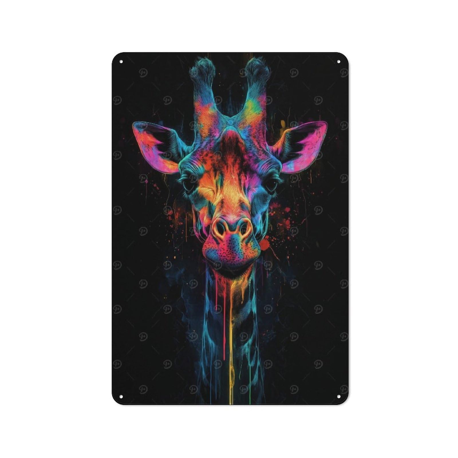 Junmoney Rainbow Giraffe Vintage Metal Sign 30X20cm, Bistro Style Bistro Wall Plaque For Tea Room, Shop Wall Or Breakfast Area