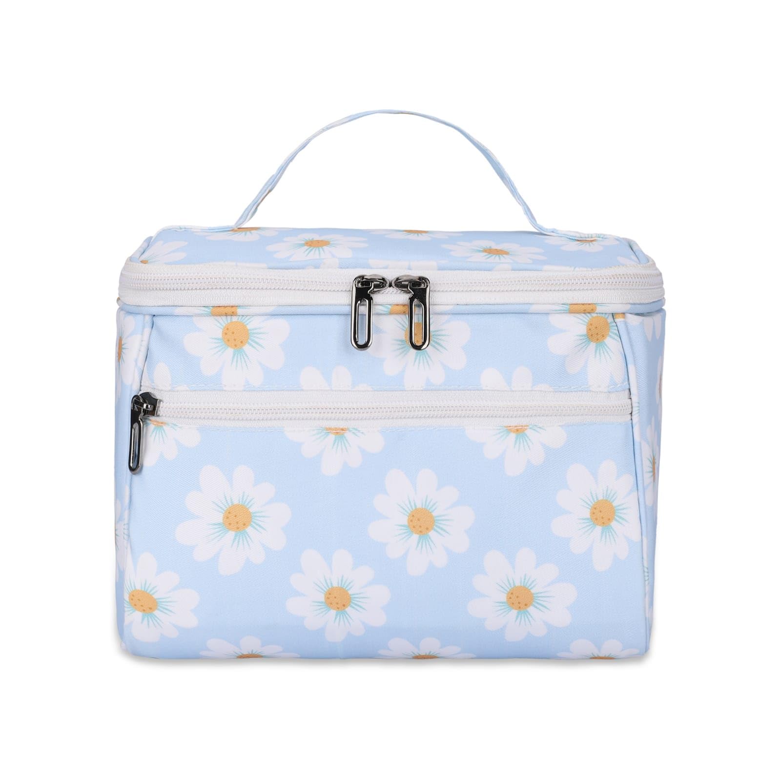 KUKLAR Polyester Waterproof Multifunctional Small Printed Travel Makeup Bag (Sky Blue)-image-31