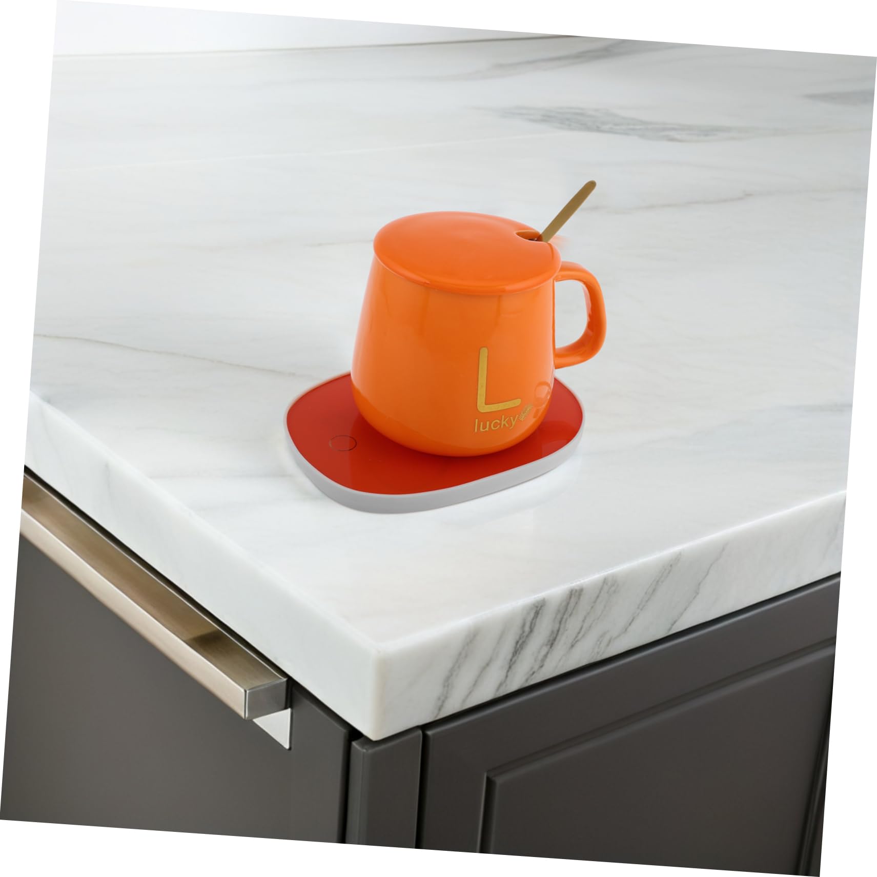 UKCOCO Calentador de Tazas Eléctrico Taza Termo para Café o Té con Tapa y Cuchara para Oficina y Hogar