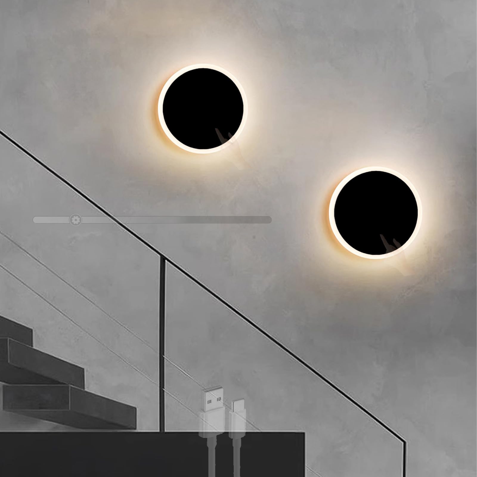 Apliques de pared LED recargables táctiles para solucionar zonas oscuras sin enchufes 8