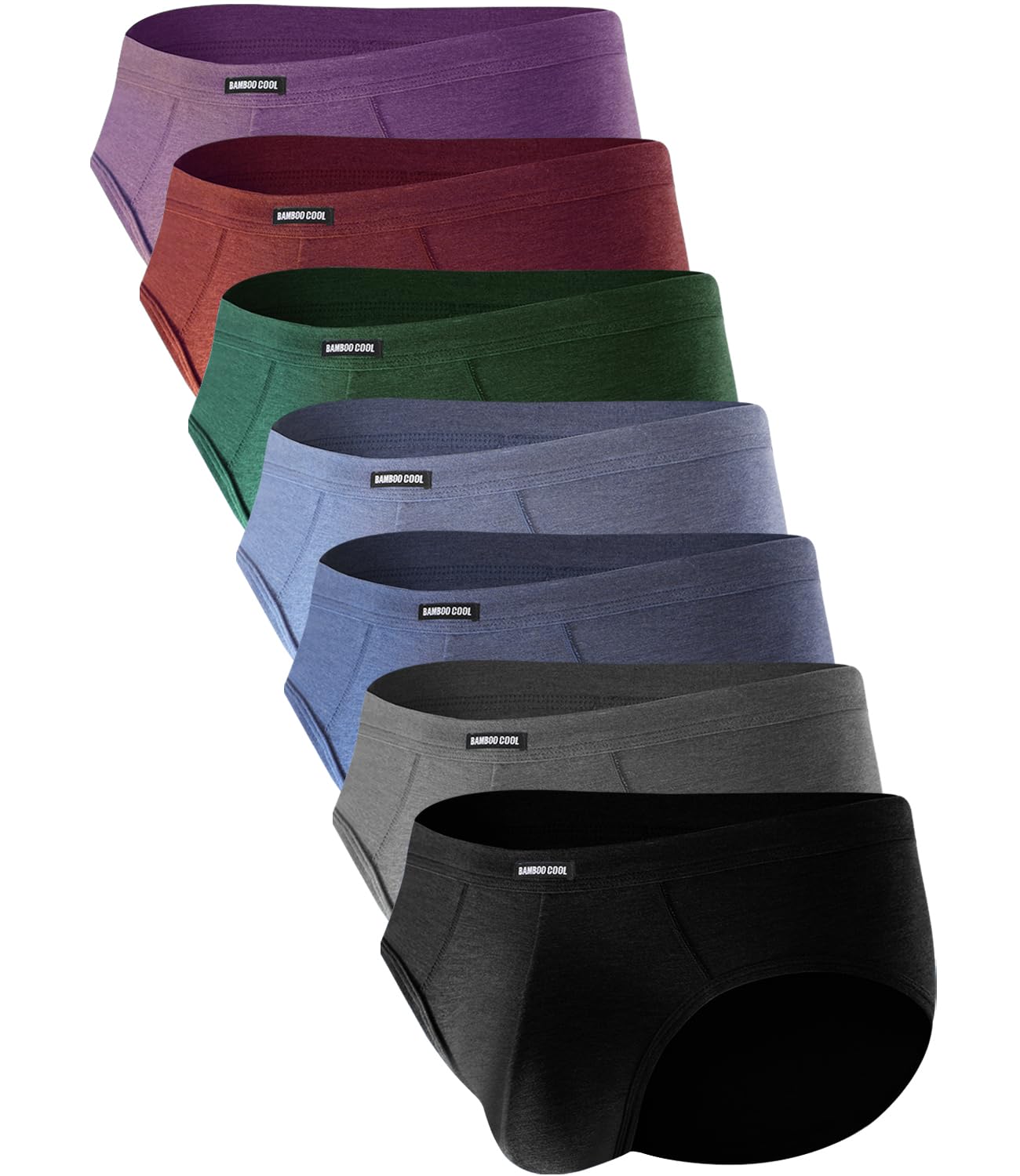 BAMBOO COOL Men's Underwear Briefs Coverd Waistband Comfort Soft Underwear with Contour Pouch Briefs 4or7 Pack