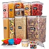 YOCOLE 12er Vorratsdosen mit Deckel, Großer 9,5L Vorratsdose Luftdicht Aufbewahrungsbox Küche aus Plastik, Vorratsbehälter Containers Set für Spaghetti Müsli Mehl (9,5L 2,8L 2L 1,4L 0,8L 0,32L)