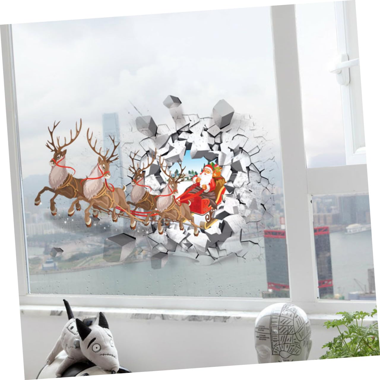 HOMSFOU 6 Pz Decalcomania Della Parete Di Natale 3d Adesivi Per Finestre Natalizie Arredamento Della Camera Dei Bambini Adesivo Per Finestra Con Scene Di Natale Adesivi Natalizi Decorare