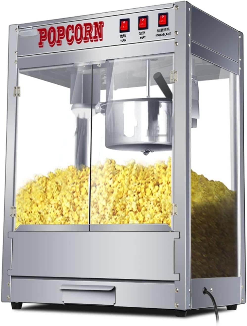 Máquina para hacer palomitas de maíz con aire caliente, estilo retro, palomitera saludable sin aceite con vaso medidor y tapa extraíble, fácil de limpiar, ideal para noches de cine
