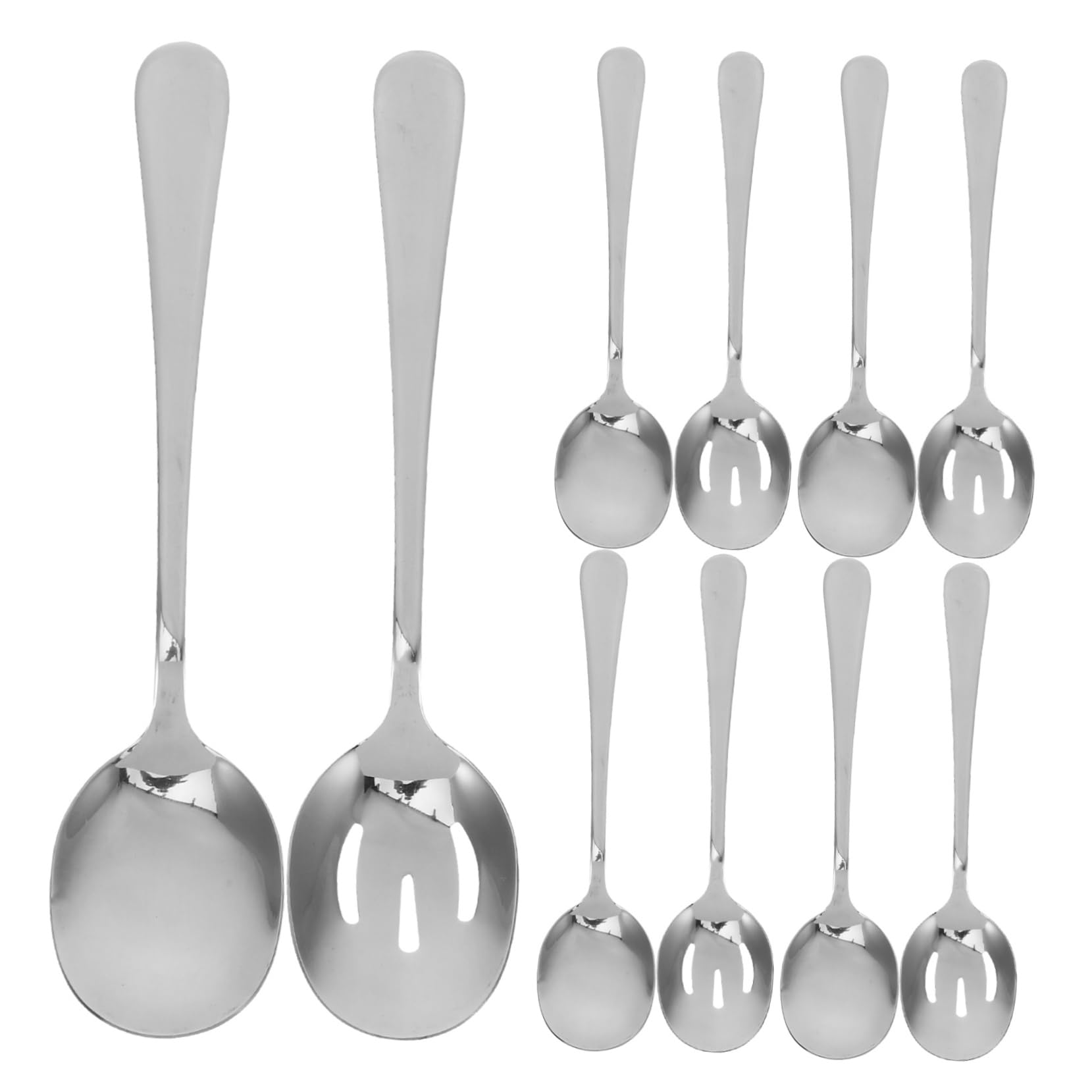 LIFKOME Dinner Spoon Set Stainless Steel Utensils 5 Solid 5 Slotted Spoons Skimmer Spoons for Soup Salad Parties and Banquets
