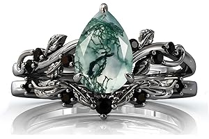 Rio Radiance: Shimmering Moss Agate Engagement and Bridal Ring Set