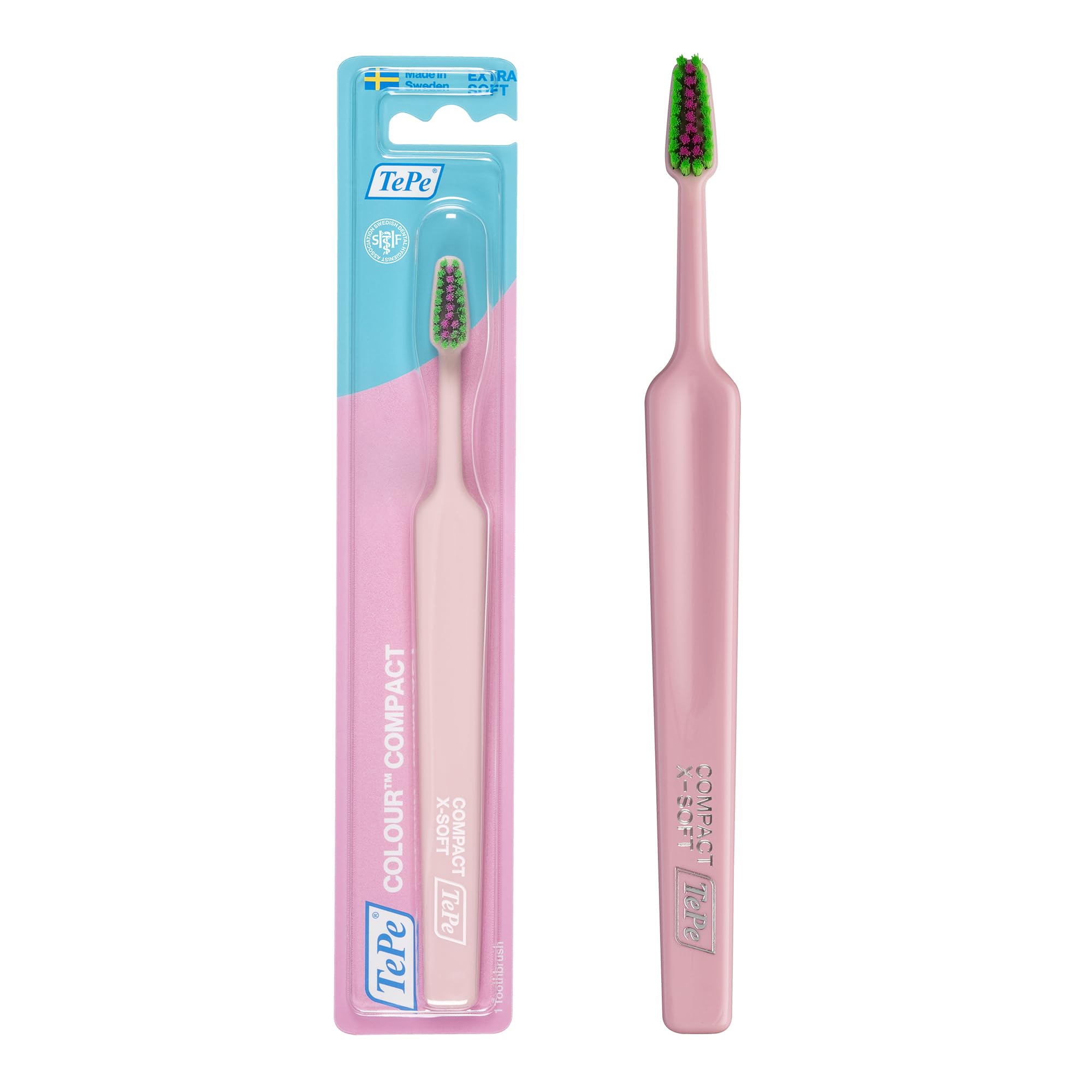 TePe Colour Compact Toothbrush, Extra Soft, Light Pink, 1pc