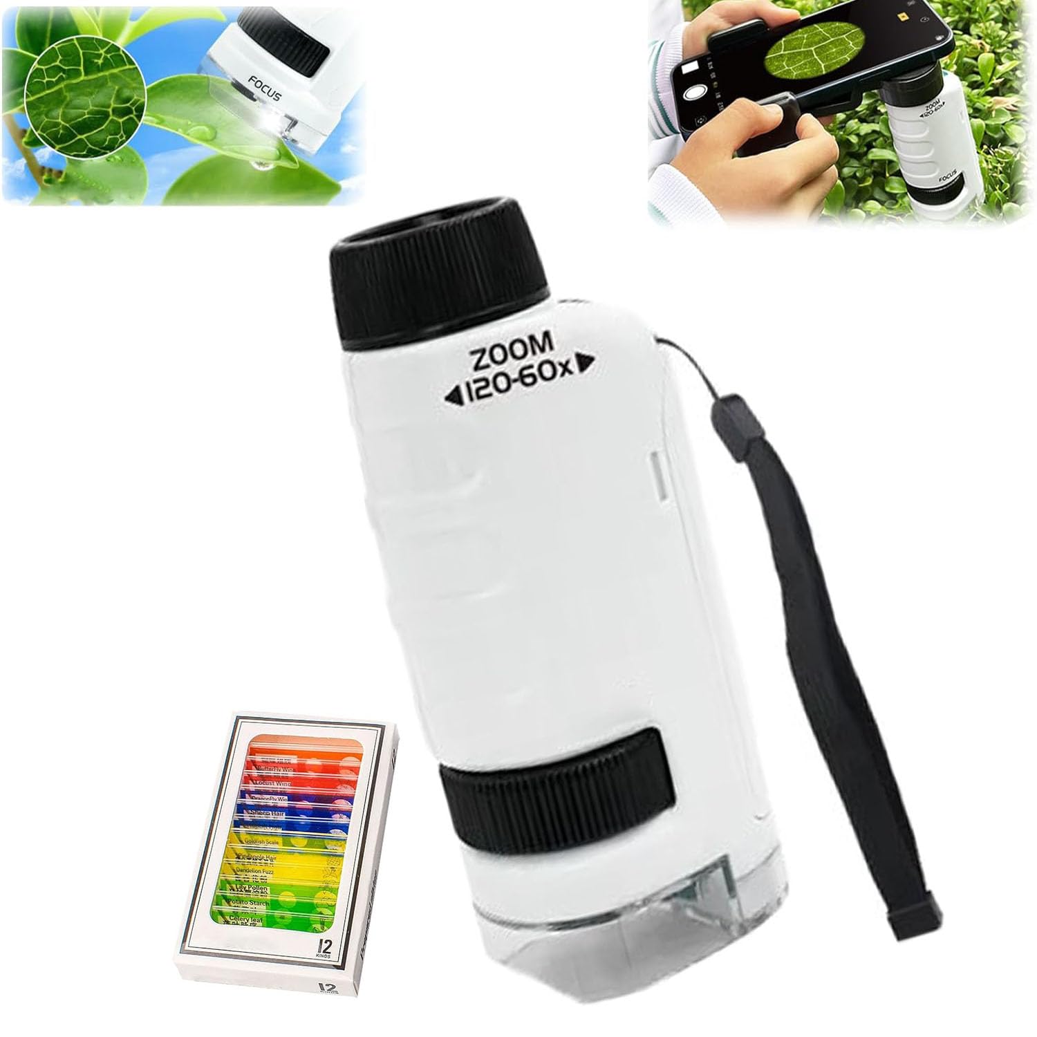 Miniscope Kids Pocket Microscope, Portable Handheld LED Lighted for Scientific Experiment