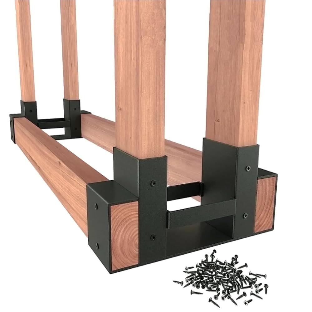 Amazon.co.jp: QTLCOHD 屋外用薪ラックブラケットキット 薪ログ