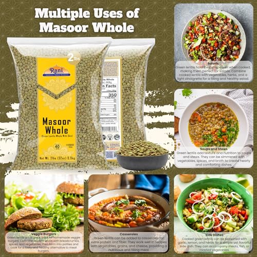 Rani Masoor Whole (Green Lentils Whole With Skin) 32oz (2lbs) 908g ~ All Natural | Vegan | Gluten Friendly | Non-GMO | Kosher | Product of USA - Thumbnail 3