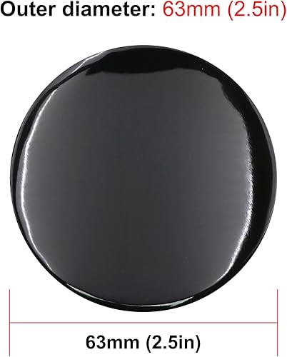 Miniatura 3 de 4 calcomanías para rueda circular plana de 2.5 pulgadas y 2.480 in, color negro brillante para tapacubos de rueda de coche, 4 unidades