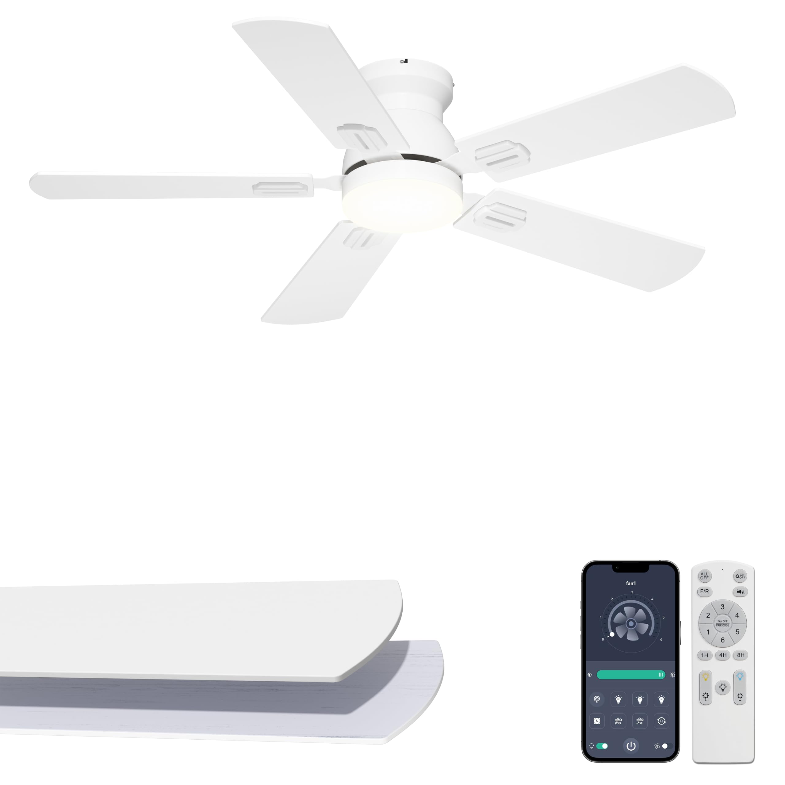 42" White Ceiling Fan with Lights - Remote & Wall Control -1 42" White Ceiling Fan with Lights - Remote & Wall Control -1