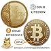 2019 GOLD BITCOIN 2.0 + GOLD LITECOIN - Blockchain Commemorative Cryptocurrency - Bitcoin Ethereum Ripple EOS Stellar Litecoin Cryptocurrencies Blockchain Bitcoin Ethereum Blockchain Litecoin EOS Bitc