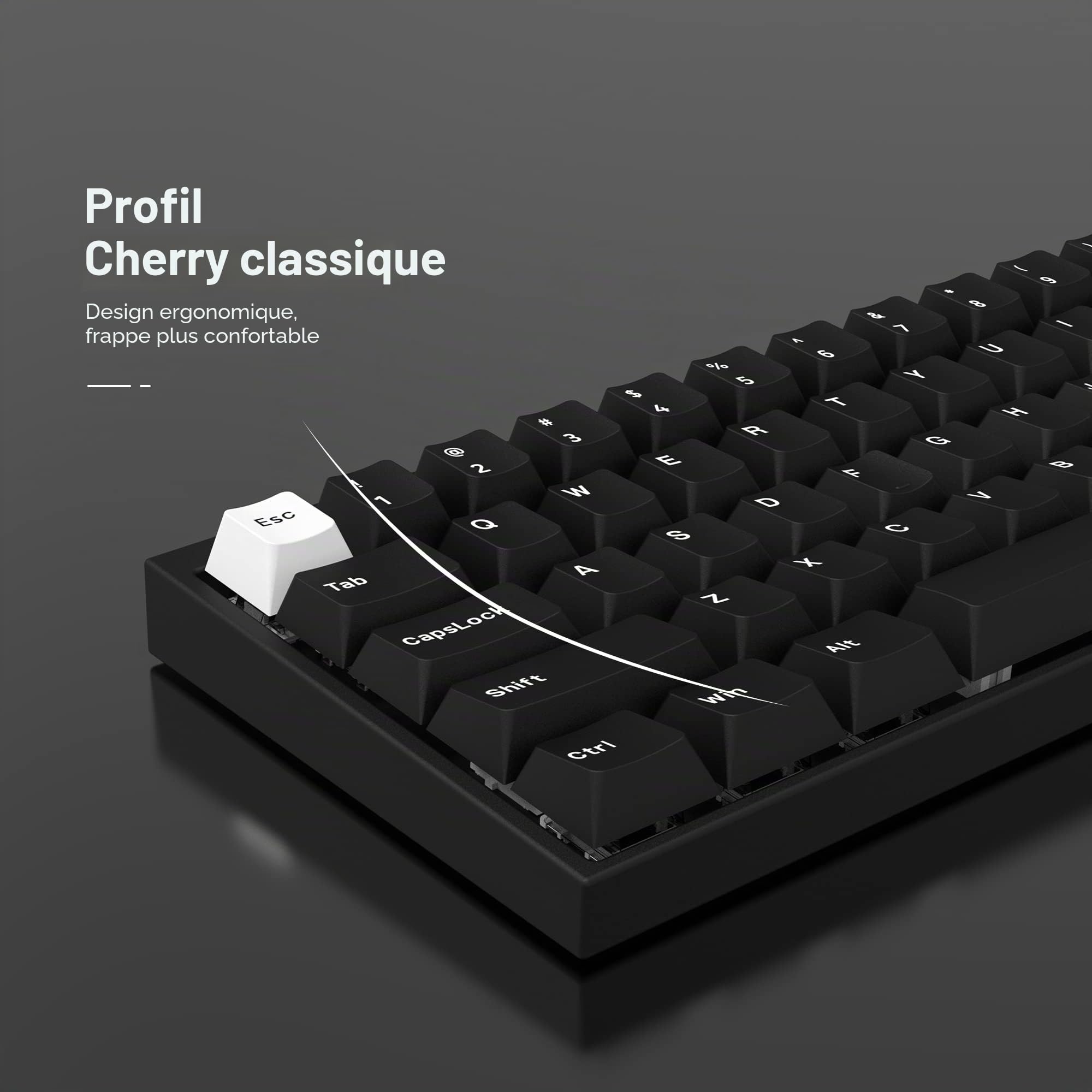 Lot de 168 touches en PBT Double Shot personnalisées, blanc sur noir, clavier mécanique avec profils Cherry pour commutateurs Cherry Gateron MX