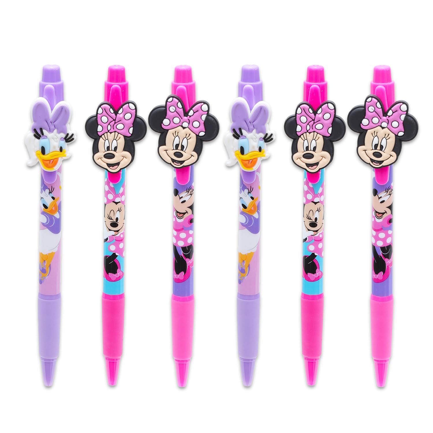 Zestaw długopisów z myszką Minnie Party Favors – zestaw z 6 długopisami z myszką Minnie i kaczką stokrotką oraz naklejkami, więcej | Artykuły imprezowe z myszką Minnie