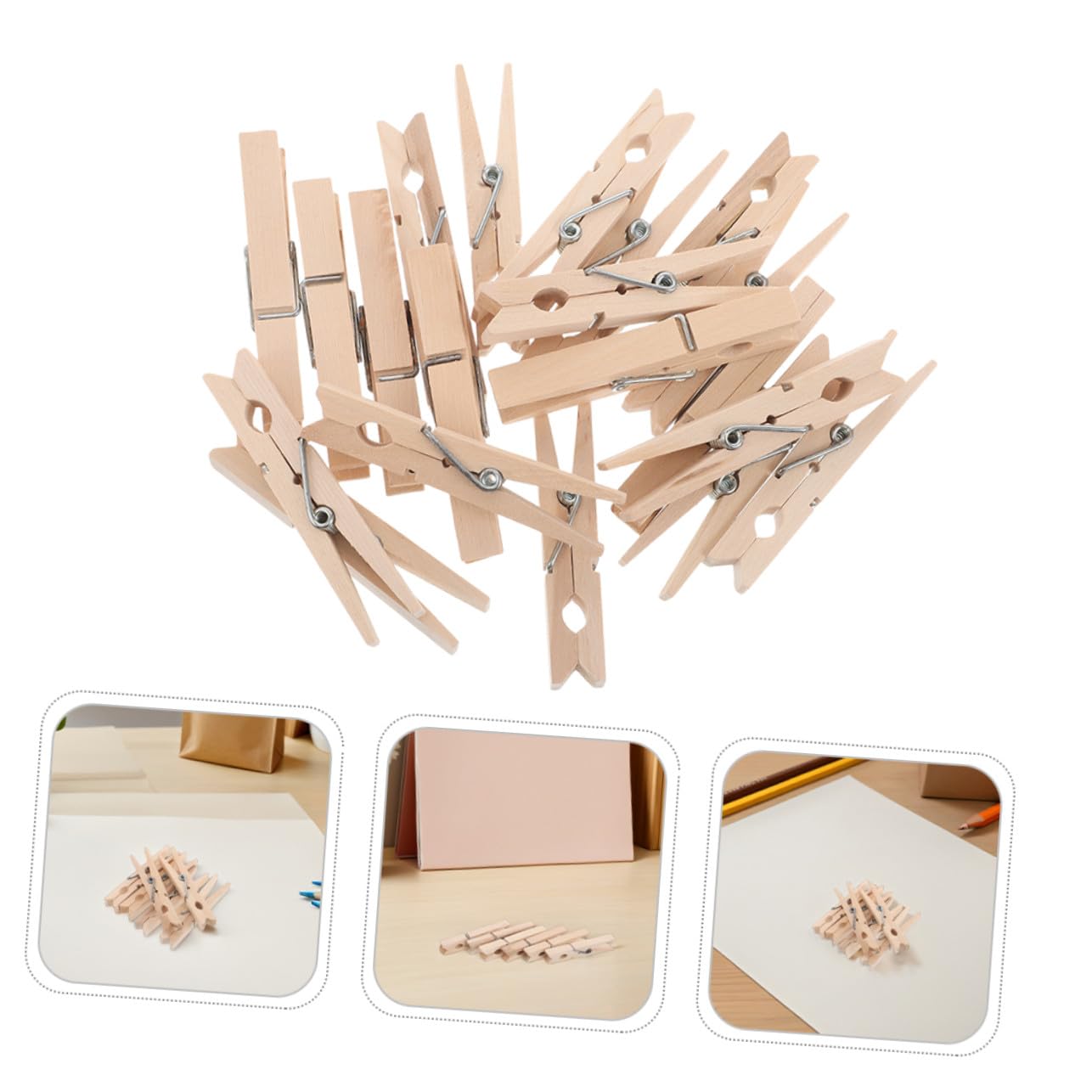 Sosoport Mollette in Legno per Bucato Antivento, 70 Pezzi, Pinze per Asciugatura di Calze e Abiti, Utili per Artigianato e Display Fotografici