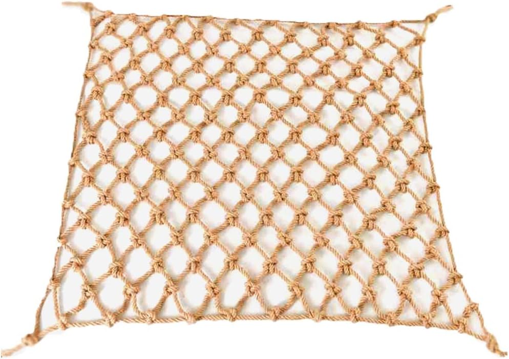 Hemp Rope Safety Net for Kids - Climbing & Cargo Netting 6mm Diameter 8cm Mesh Multi-Size Yellow Decorative Net Ideal for Cat Safety & Hanging Clothes (2x8m)