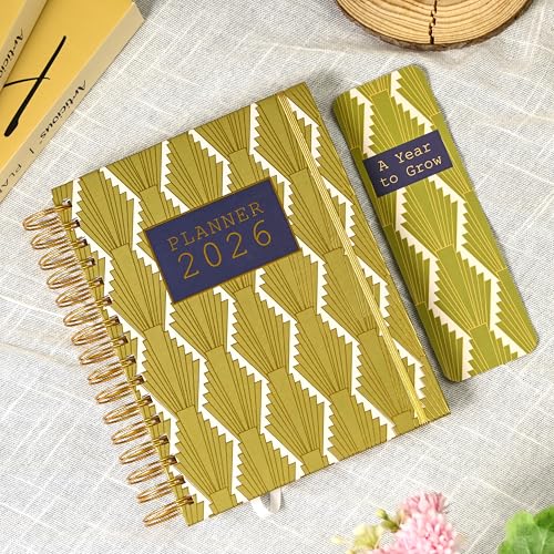 Image of Art Deco Planner with Bookmark | Planner Set Includes A5 Journal (22x17 cm) 228 Pages | 120 GSM | 250+ Stickers | Bookmark with Cover Box (The Art Deco Edition, Aesthetic Series)