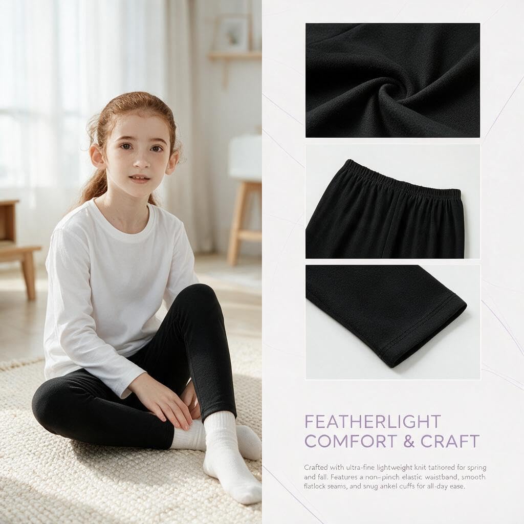 Toddler Leggings for Girls Cotton Soft Full Length Tights Pants Leggings