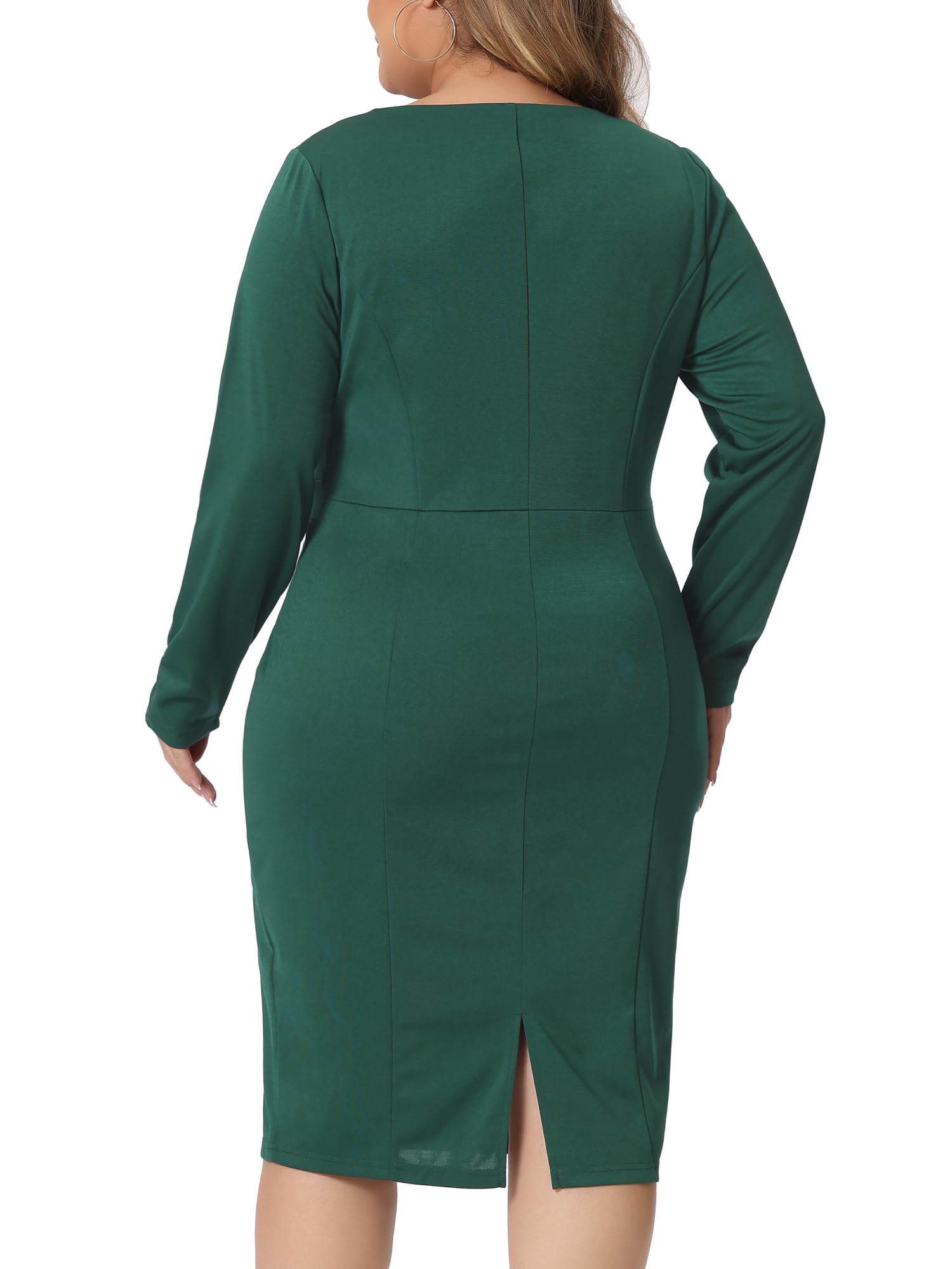Plus Size Sheath Dress for Women Office Work Long Sleeves Dress — view 4