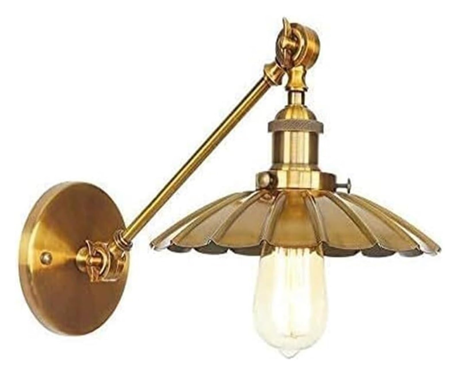 VDOQTLJT Industrial Retro Swing Arm Wall Lamps Brushed Gold Light Adjustable E27 Indoor Sconce sconces