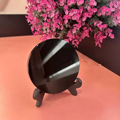 Miniatura 5 de Espejo rascador de obsidiana negra de 3.15 pulgadas (3.150 in) con soporte de cristal de obsidiana natural con soporte, herramientas de meditación