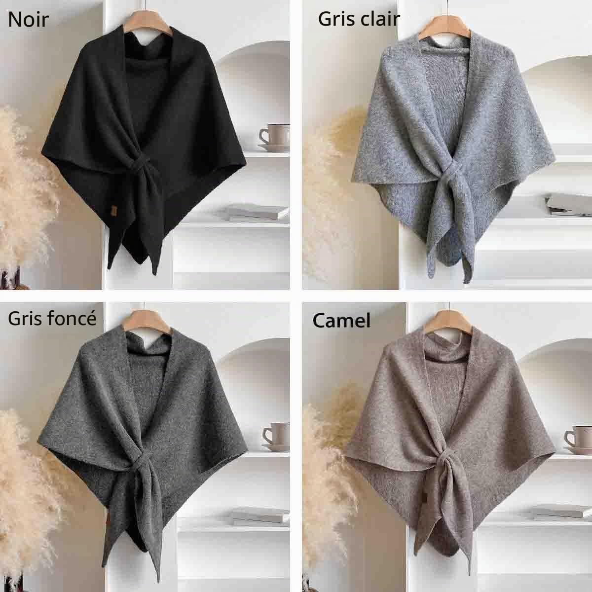 Générique ChâLe En Laine MéLangéE De Couleur Unie Pour Femmes,Cardigan Noué,ChâLe Triangulaire Pour Femme,Poncho Enveloppant Pour Voyage,Doux Et Confortable