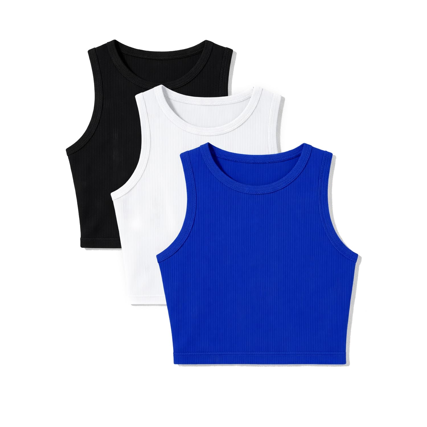 nite flite Women's Ribbed Crop Top Combo (White+Dazzling+Black)-picture-27