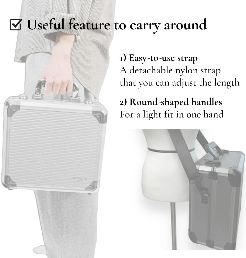 Durable Aluminum Hard Shell Wine Glass Case for Zalto, Gabriel (Silver) – Protective Stemware Storage Case with Multi-Fit EVA Foam, Portable Travel Carrier for 2 Crystal Glasses