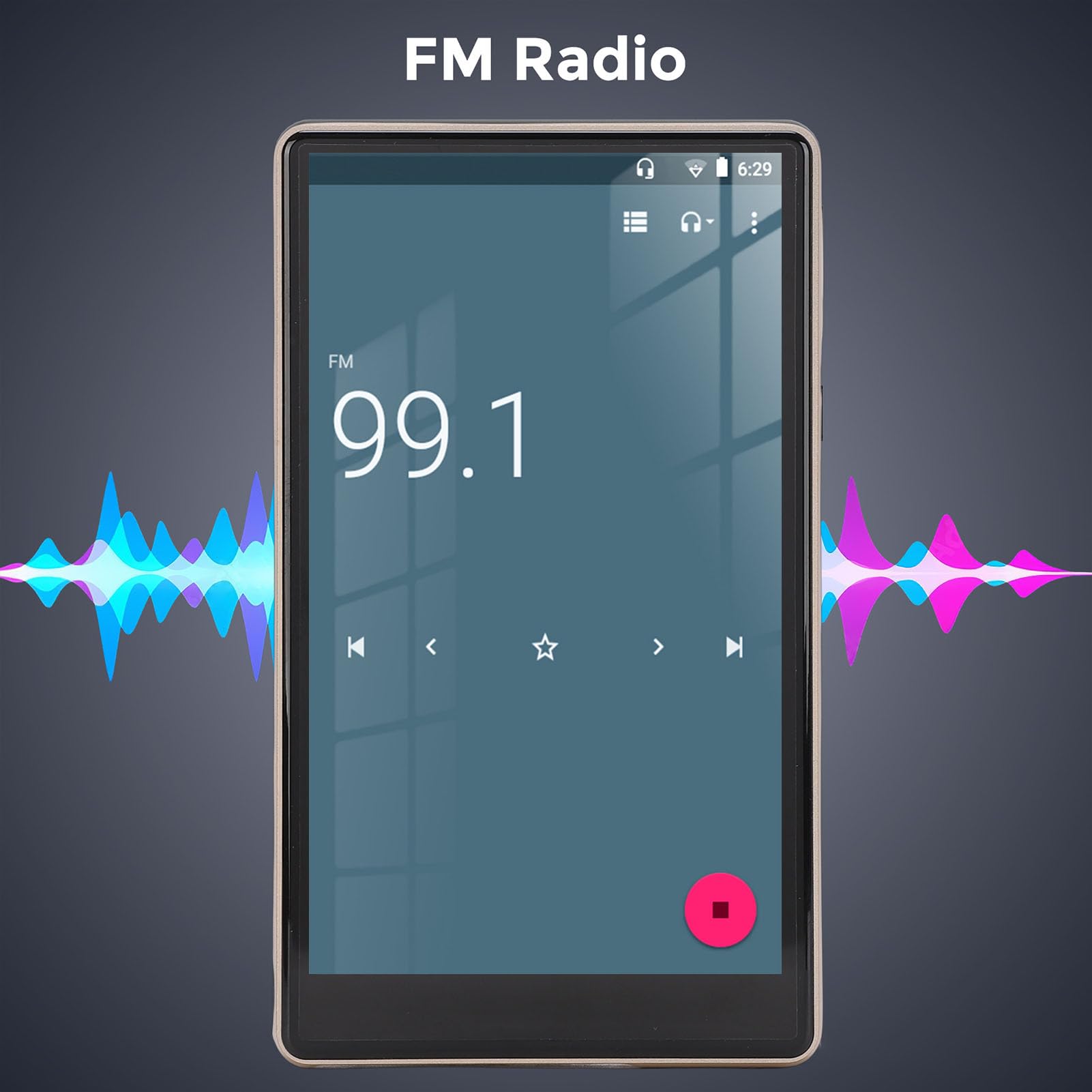 Lettore MP3 con Wi-Fi, lettore musicale touchscreen, Bluetooth 5.0, per 11, 3 GB, 32 GB, audio senza perdite, portatile per viaggi (oro)