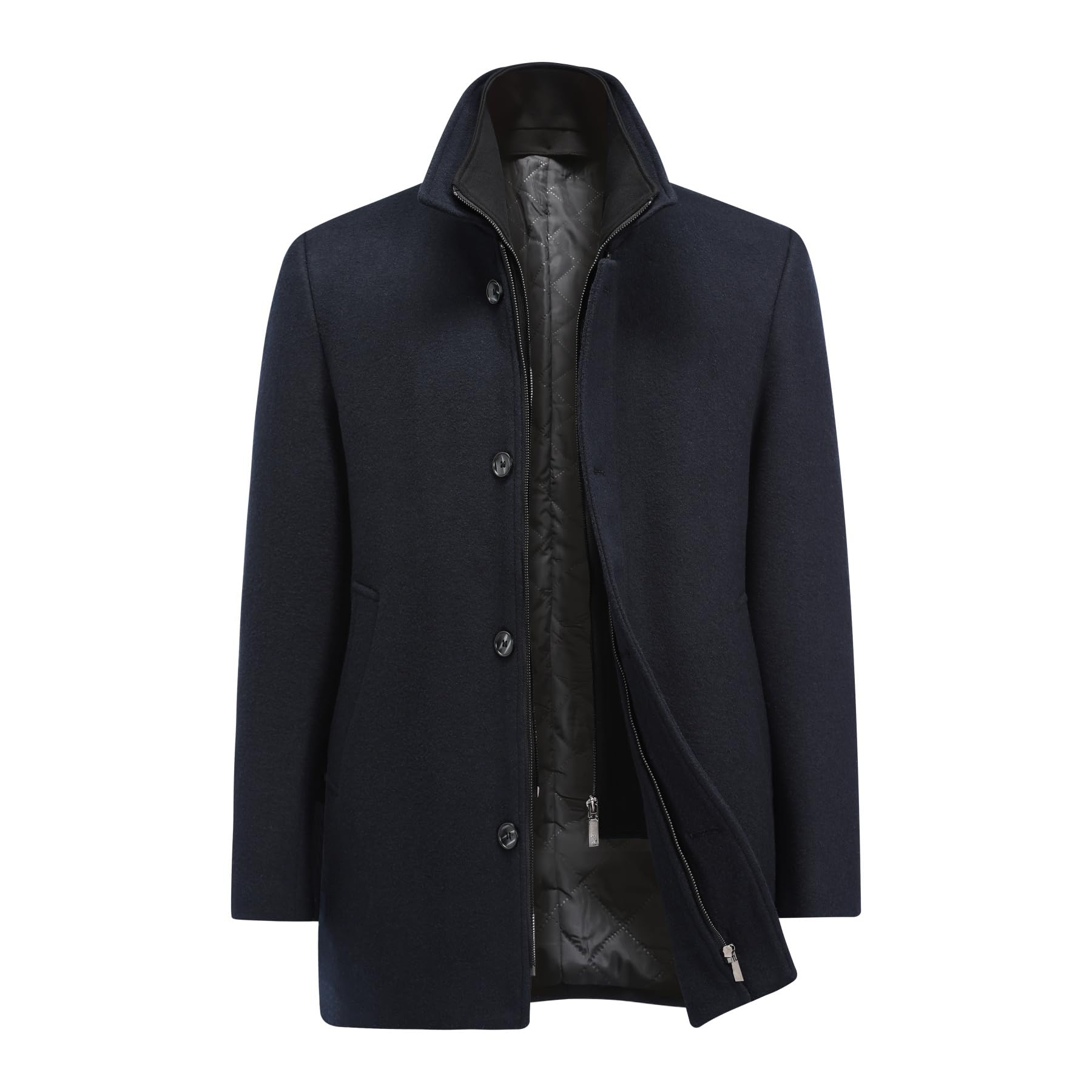 Allthemen Uomo Cappotti Lana Manica Lunga Coat Corti Casual Colletto Risvolto Outwear Spesso Calda Invernale