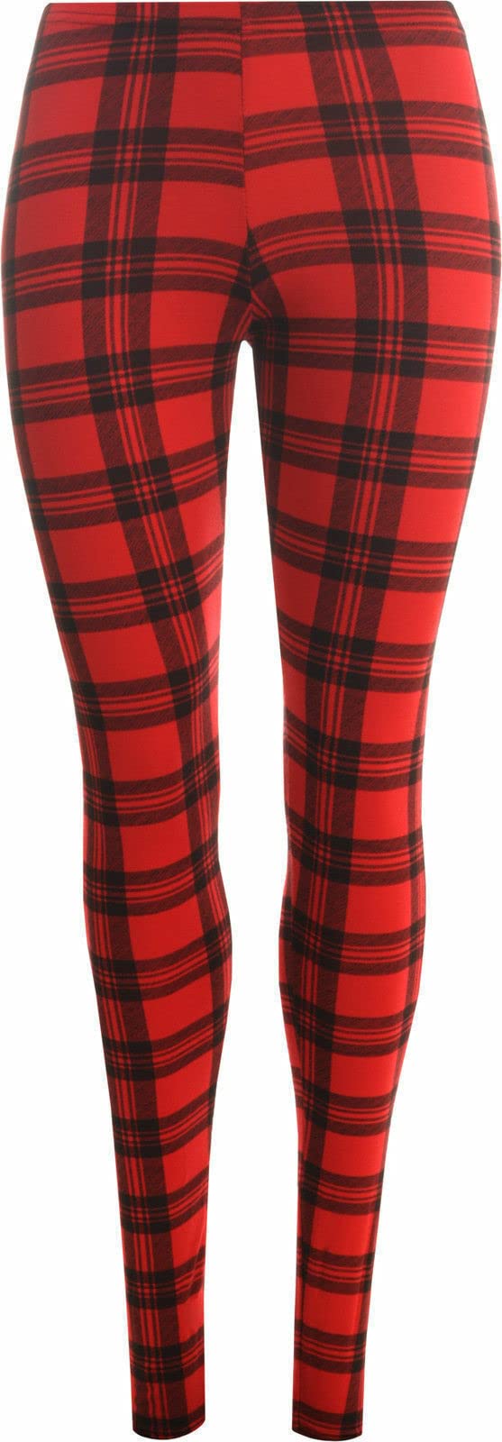 GOSTYLES® Womens Printed Stretchy Tights Leggings, Ladies Everyday Wear Soft & Comfortable Activewear Yoga Pants (Red Tartan, 3XL)