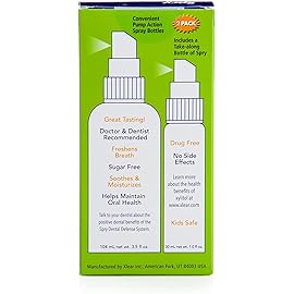 Spry Natural Xylitol Moisturizing Dry Mouth Spray, Stop Bad Breath, Increase Saliva Production, Non-GMO, Gluten-Free On The Go Oral Care with Spearmint Flavor, 4.5 fl.oz (Pack of 2)